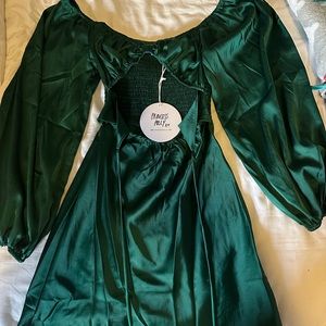 Princess Polly Nekita Long Sleeve Mini Dress Green US 2/AU 6